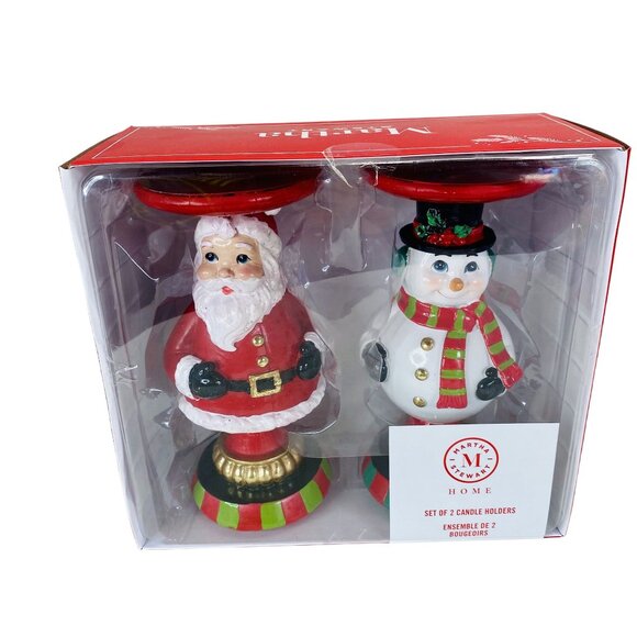 Martha Stewart Home Christmas Santa & Snowman Candle Holders Set - Picture 5 of 5